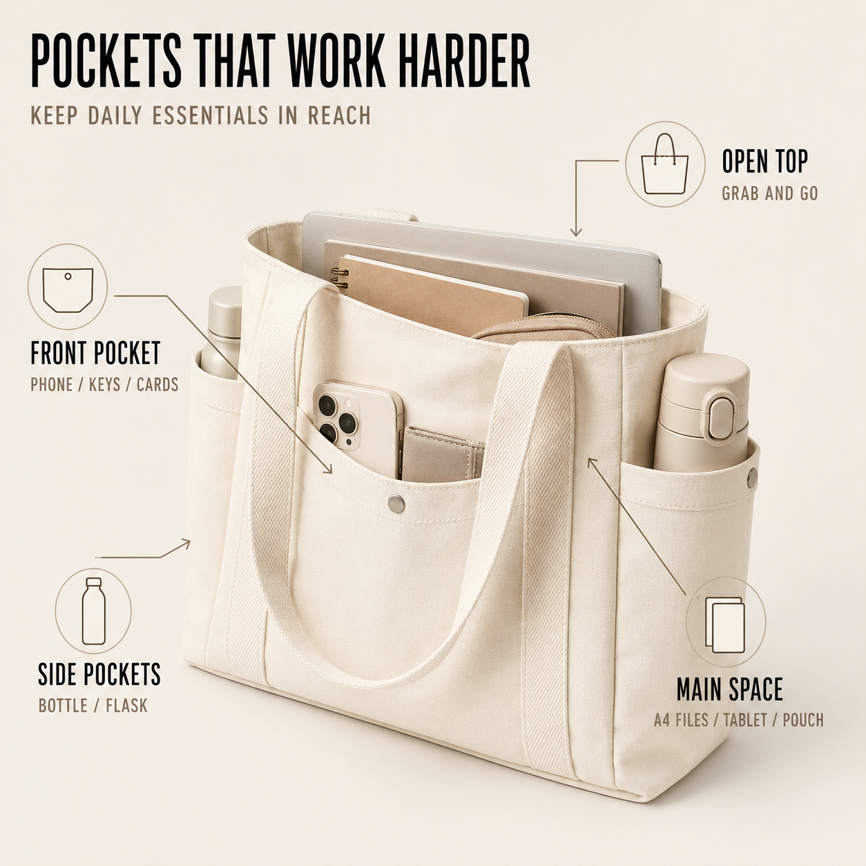 Nordspur | Canvorry Large Capacity Structured Tote Bag