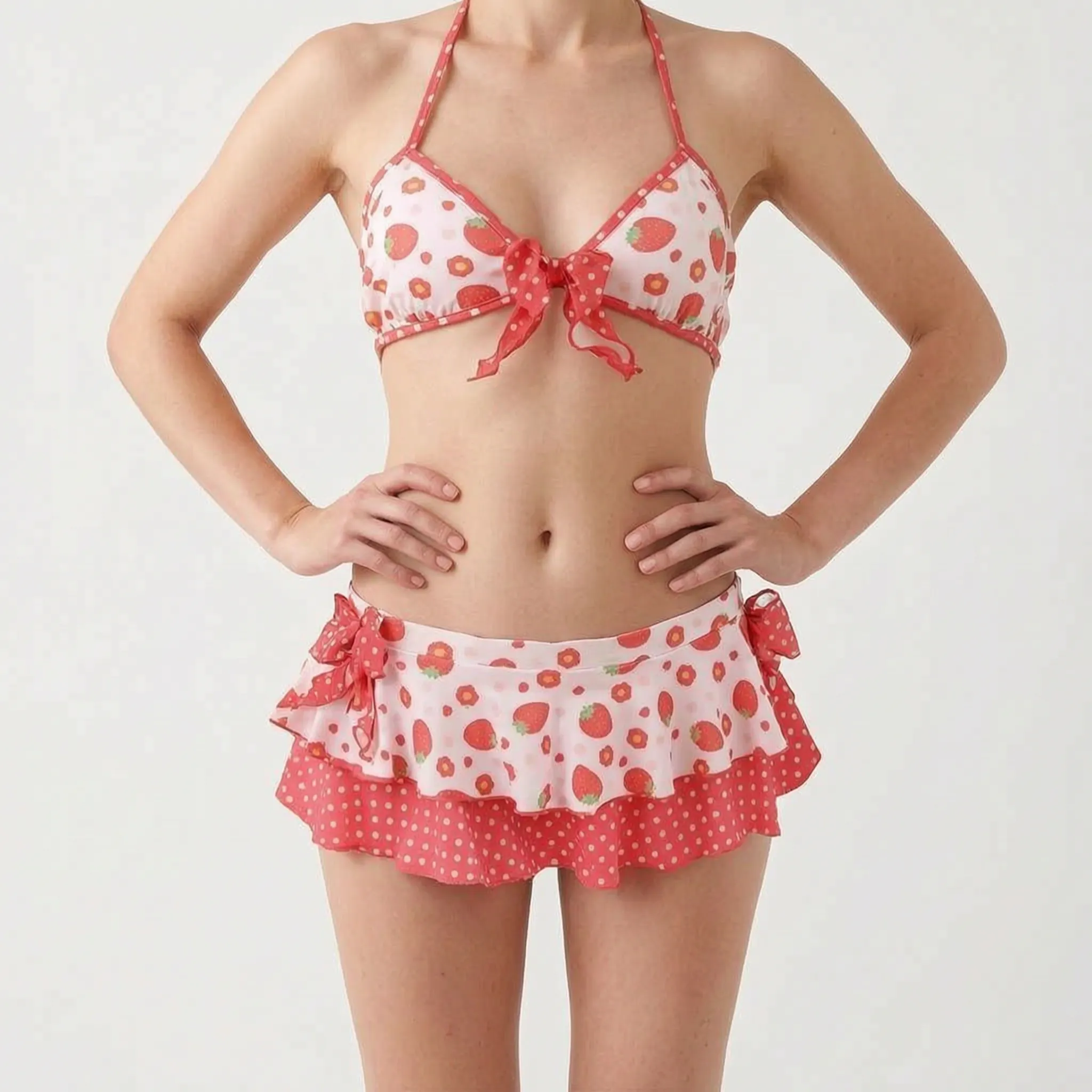 Nordspur | CherryGleam Ruffled Halter Bikini Set