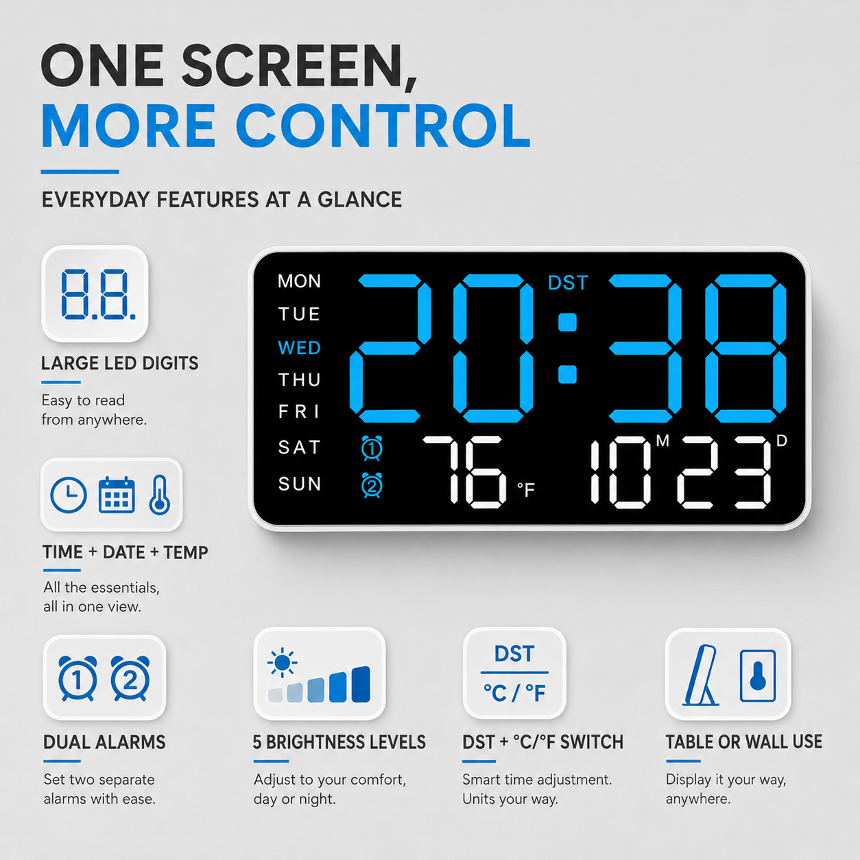 Nordspur | ChronoVista Large Intelligent Digital Clock