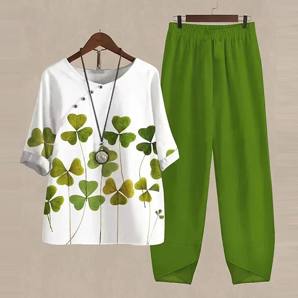 Nordspur | Cloverlyn Printed Short-Sleeve Top And Trouser Set