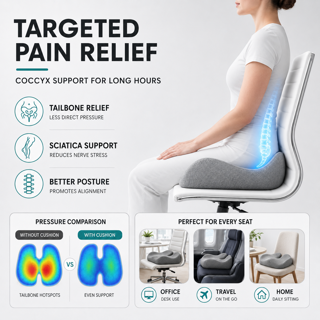 Nordspur | CoccySoothe Orthopedic Contoured Seat Cushion
