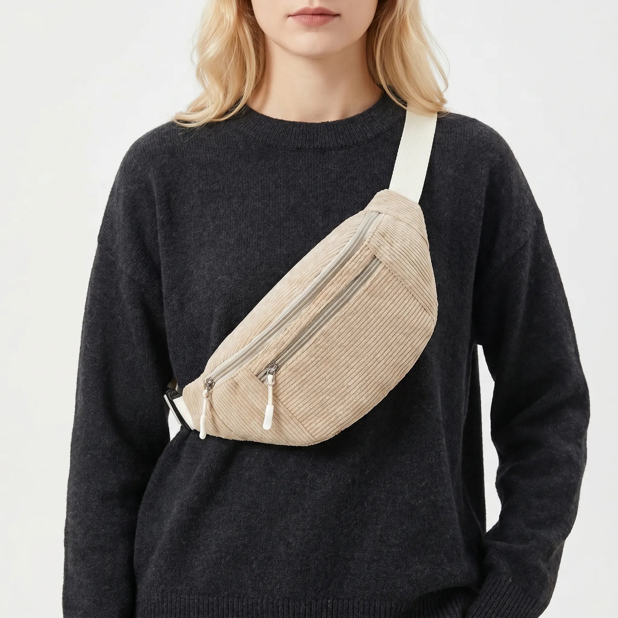 Nordspur | Cordella Corduroy Ribbed Bum Bag With Zip Closure