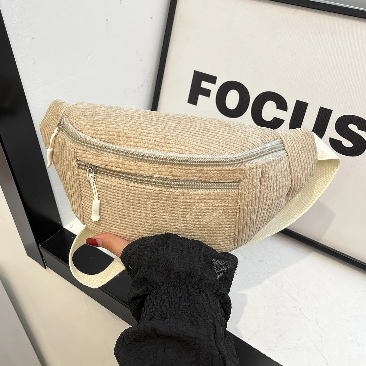 Nordspur | Cordella Corduroy Ribbed Bum Bag With Zip Closure