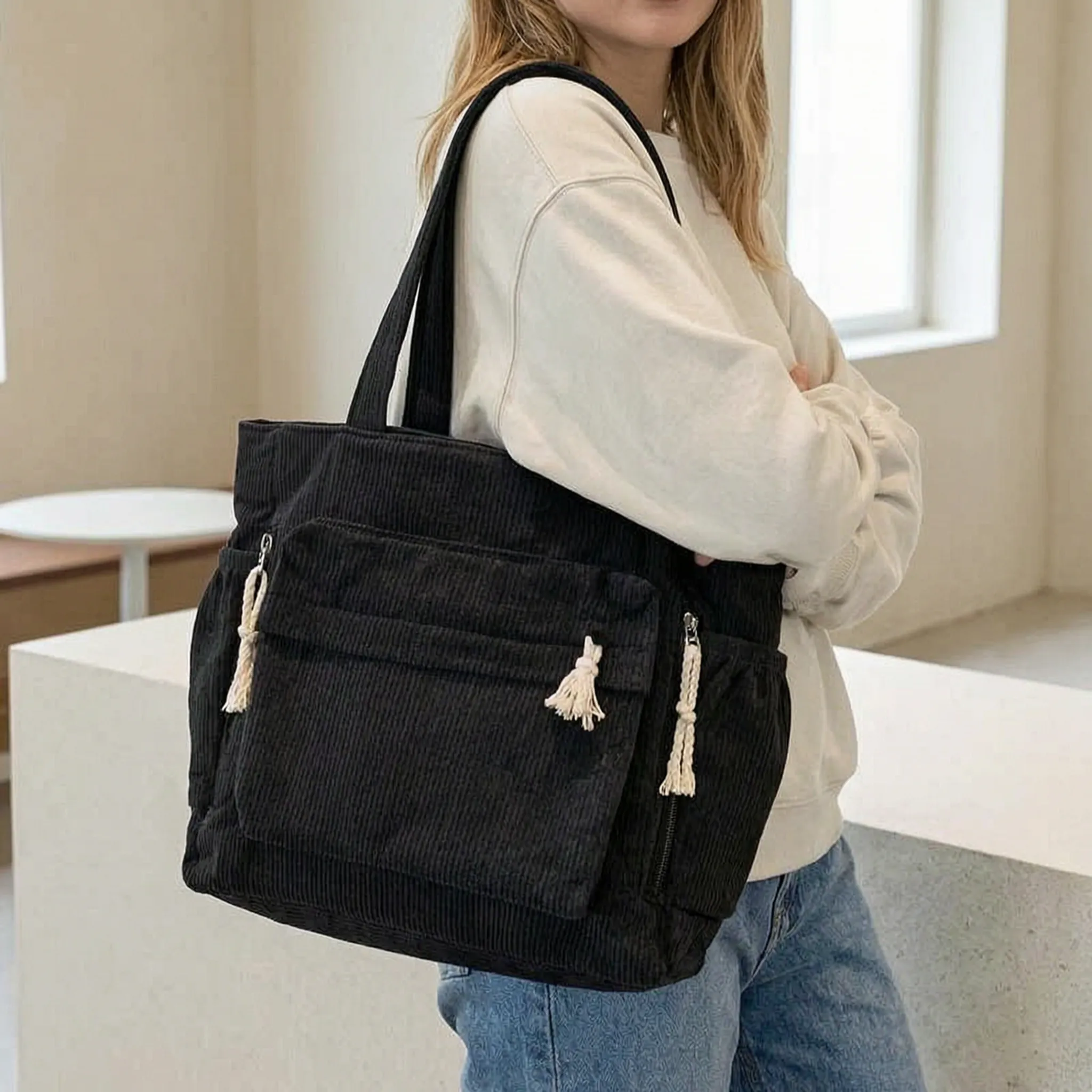 Nordspur | Cordura Multi-Pocket Corduroy Shoulder Tote