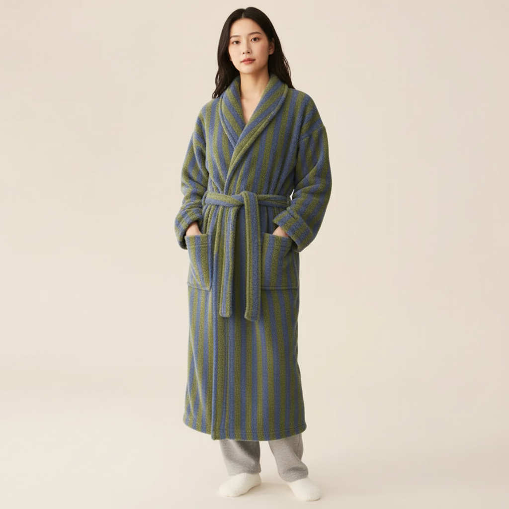 Nordspur | Cozyloft Knee Length Striped Robe Set