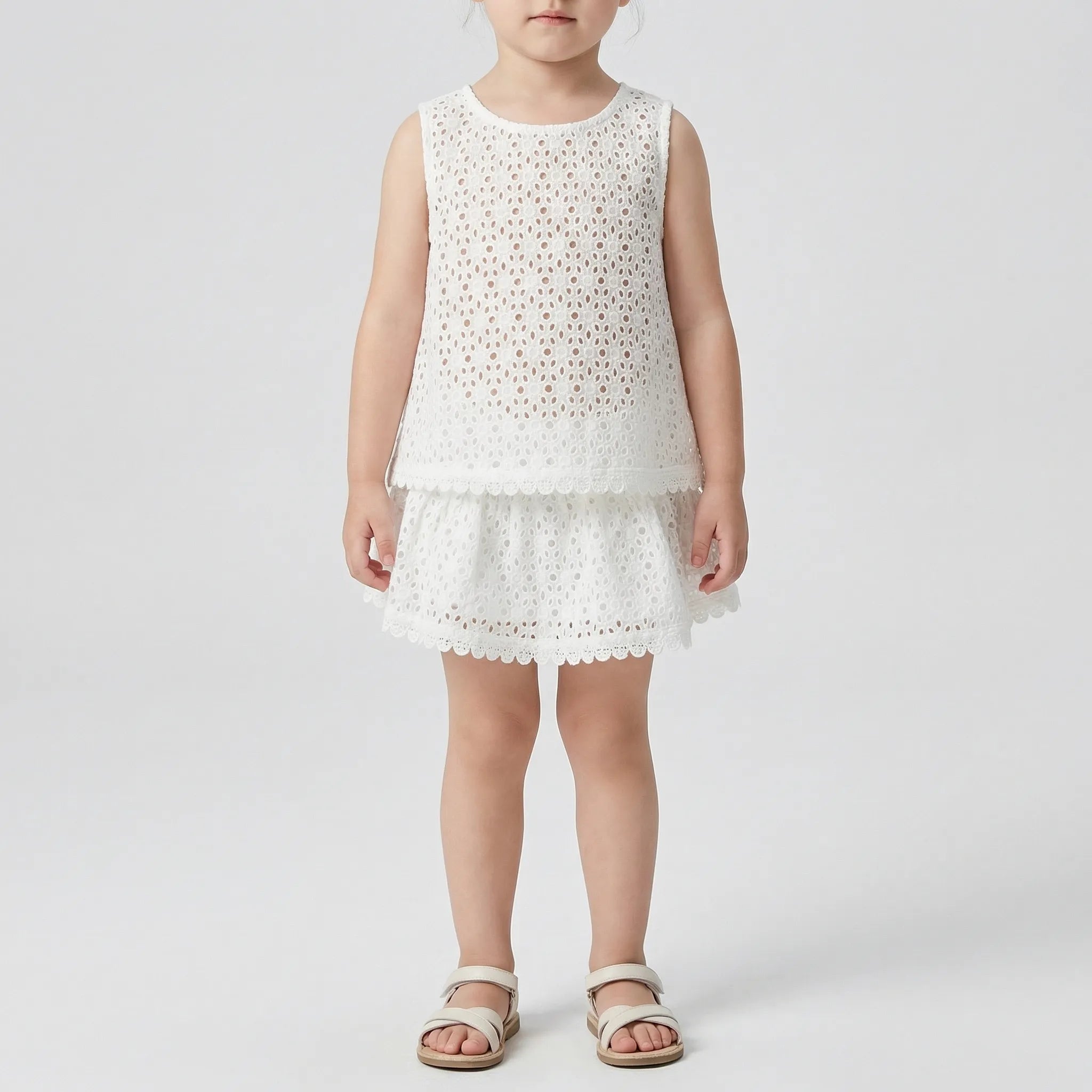 Nordspur | Daisella Sleeveless Hollow Lace Two-Piece Set