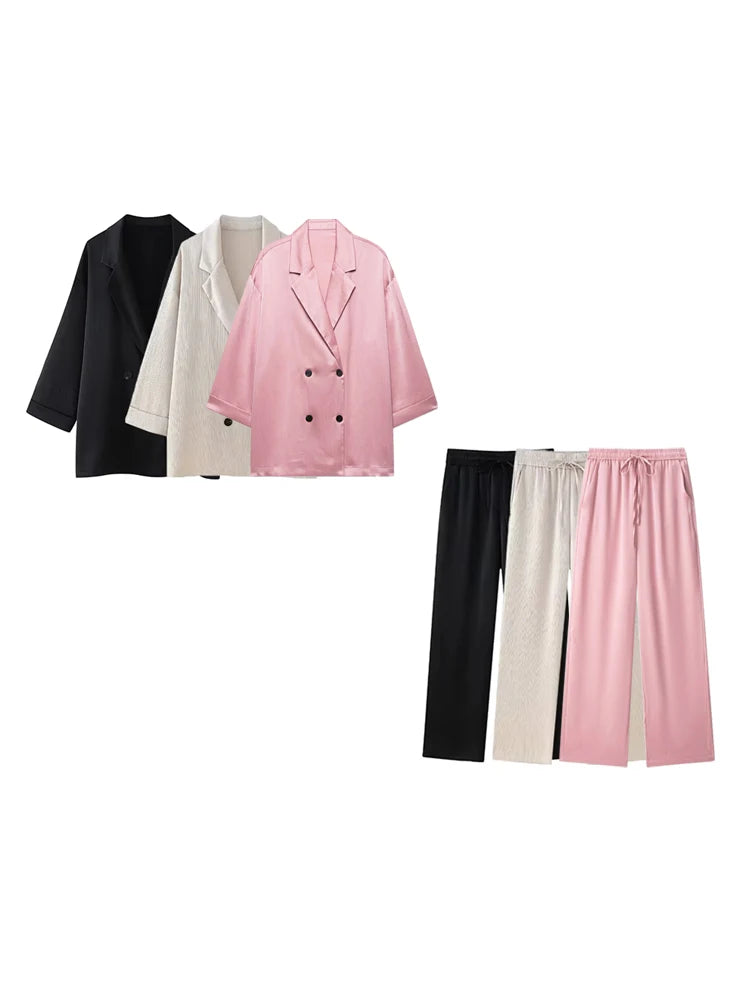 Nordspur | Elyndra Double-Breasted Blazer And Wide-Leg Trouser Set