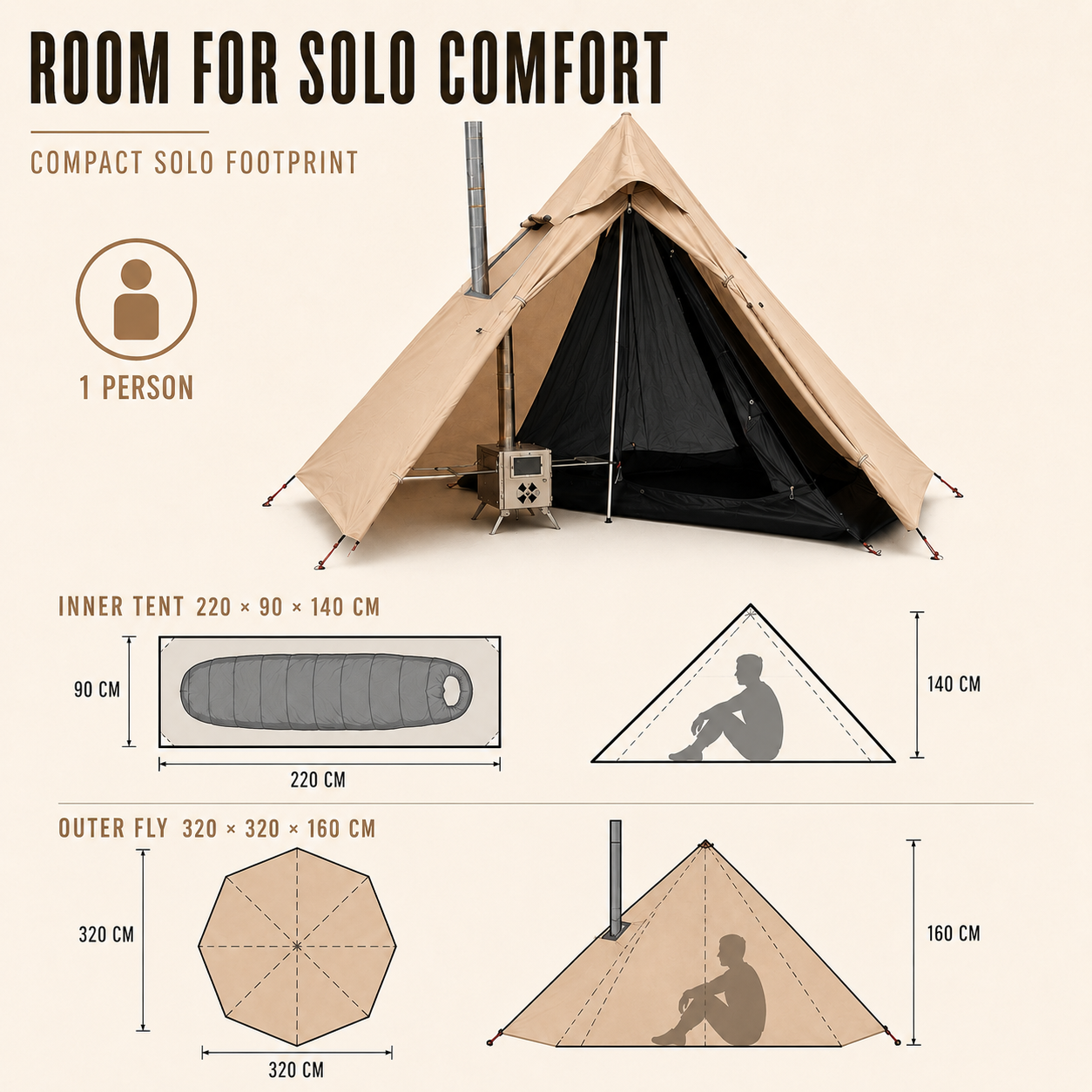 Nordspur | EmberPeak Single Person Hot Tent