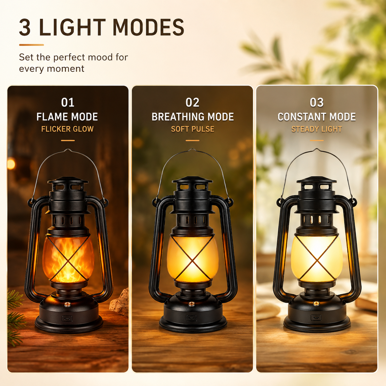 Nordspur | Flambourne Vintage-Style Rechargeable Flame-Effect Lantern