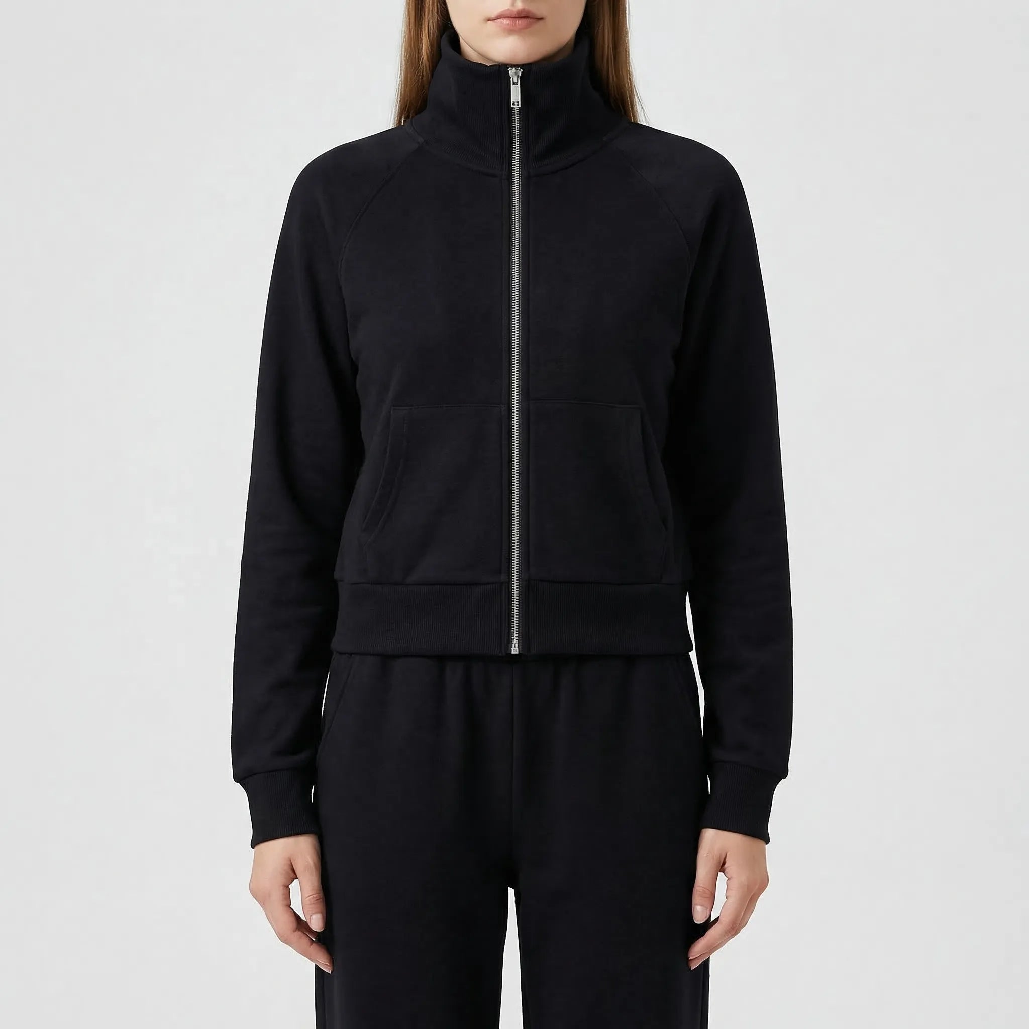 Nordspur | Fleurova Lapel Zip-Up Fleece Jacket And Flared Trouser Set