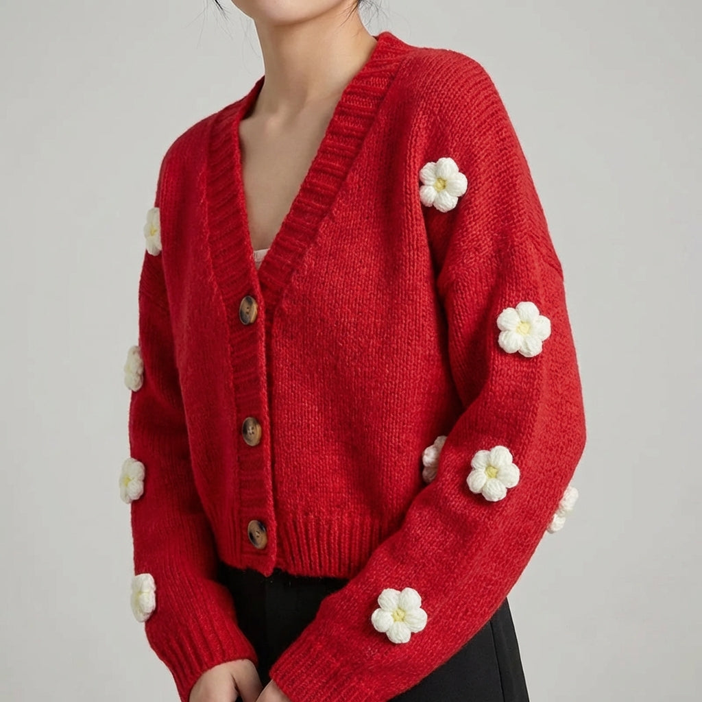Nordspur | Florelle Cropped V Neck Cardigan