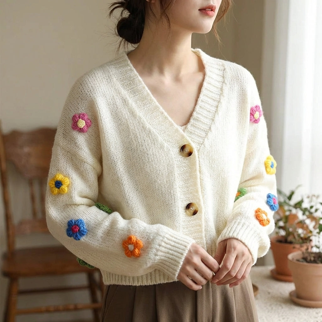 Nordspur | Florelle Cropped V Neck Cardigan
