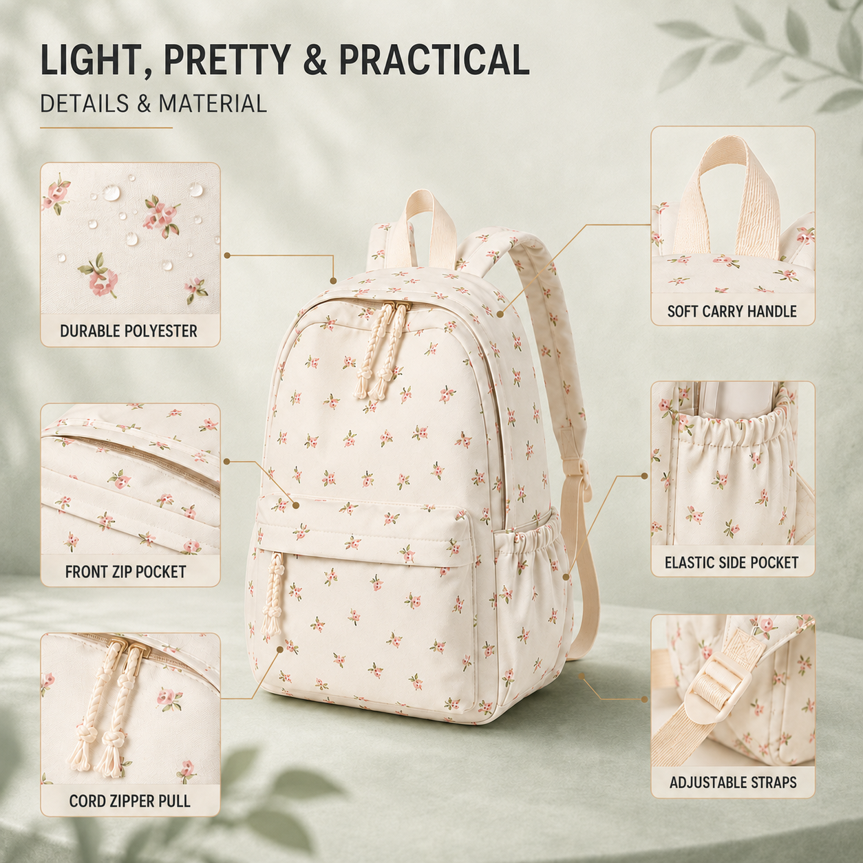Nordspur | FlorinaPack Nylon Floral School Backpack