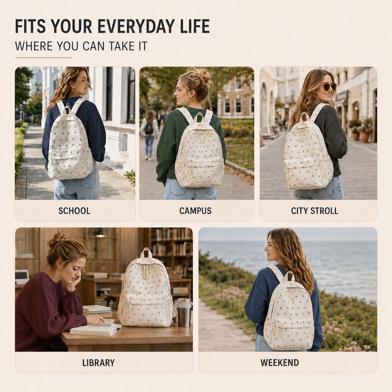 Nordspur | FlorinaPack Nylon Floral School Backpack