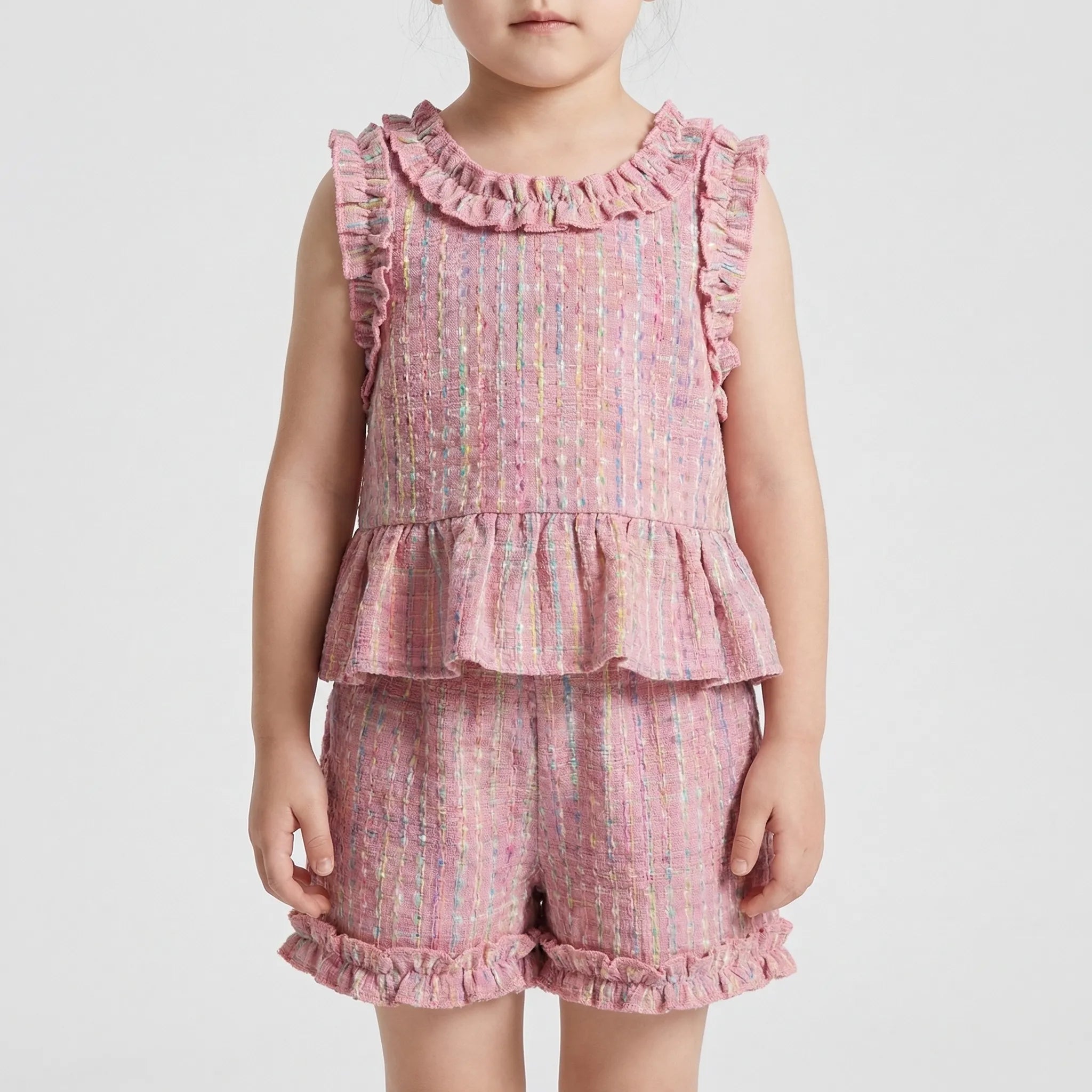 Nordspur | Florinka Sleeveless Ruffle Top And Shorts Set