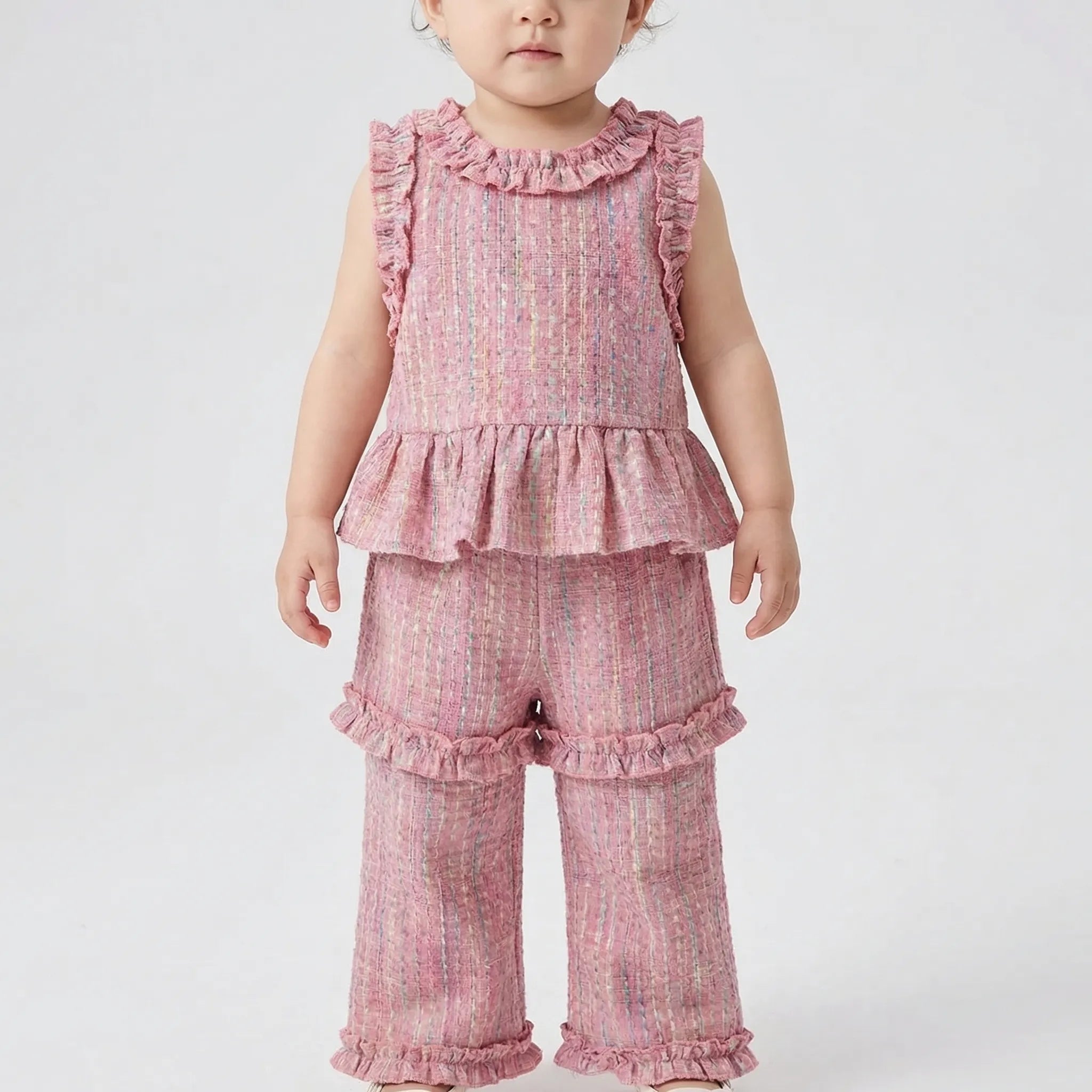 Nordspur | Florinka Sleeveless Ruffle Top And Shorts Set