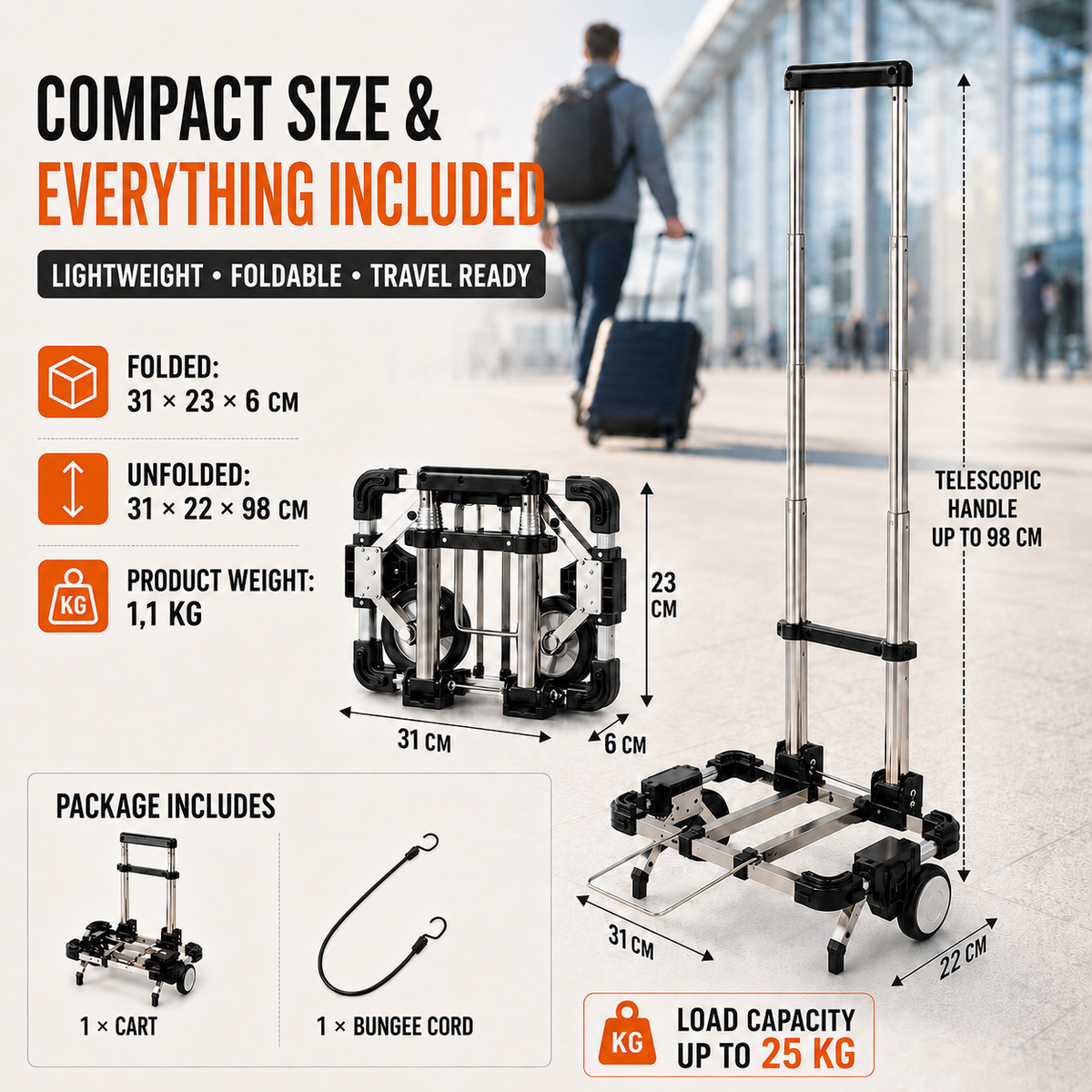 Nordspur | Foldaroo Foldable Wheeled Luggage Trolley