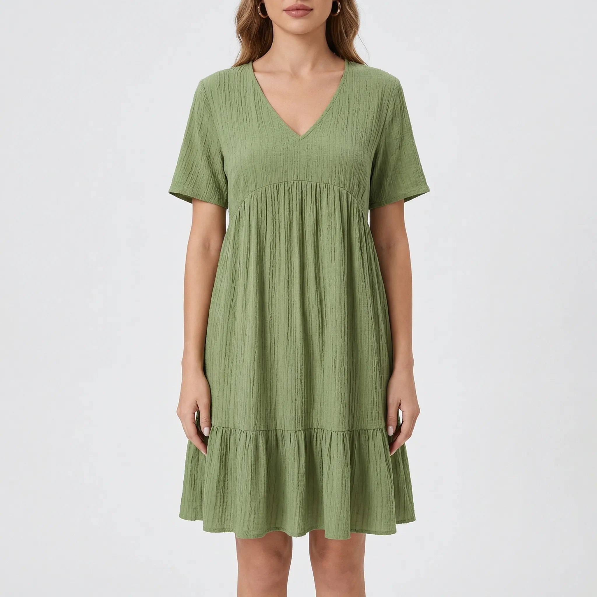 Nordspur | Frillova V-Neck Ruffle Hem Fit And Flare Dress