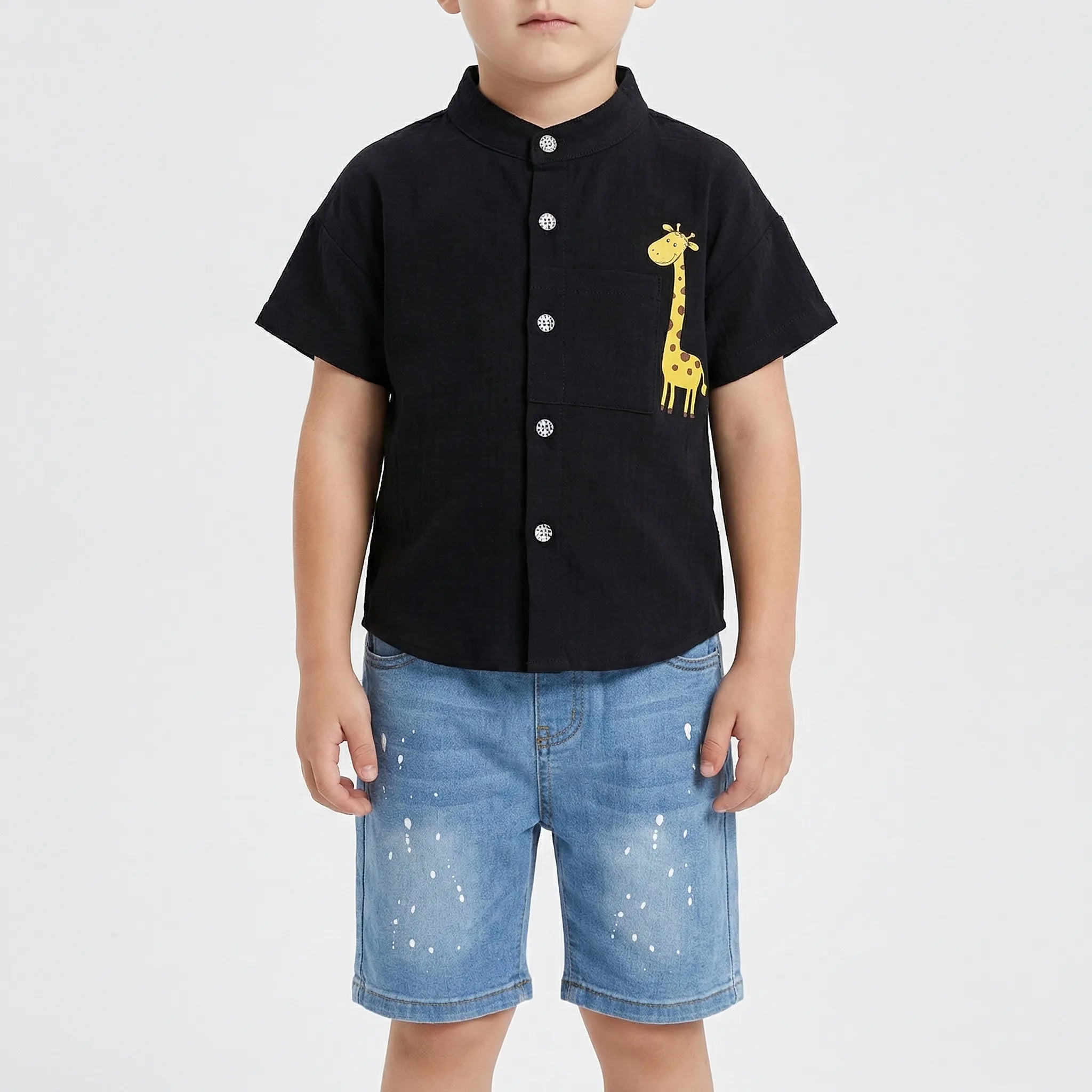 Nordspur | Girafflet Cartoon Print Short-Sleeve Shirt And Shorts Set
