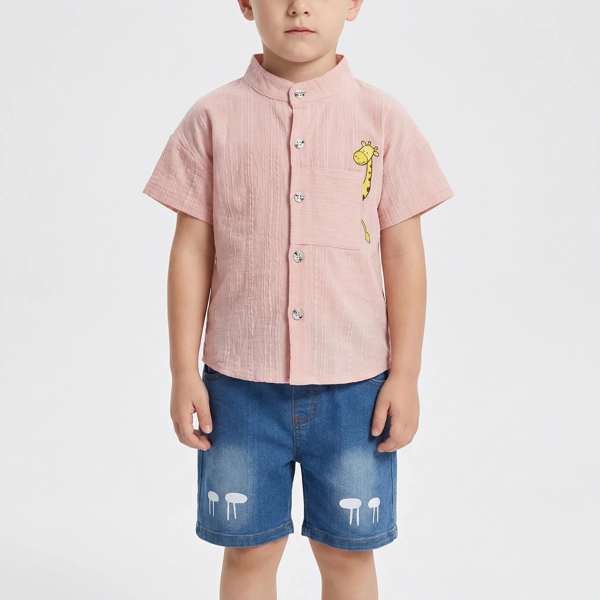 Nordspur | Girafflet Cartoon Print Short-Sleeve Shirt And Shorts Set