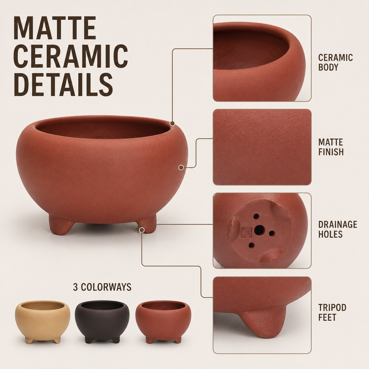 Nordspur | Glazwyn Round Glazed Indoor Planter Pot