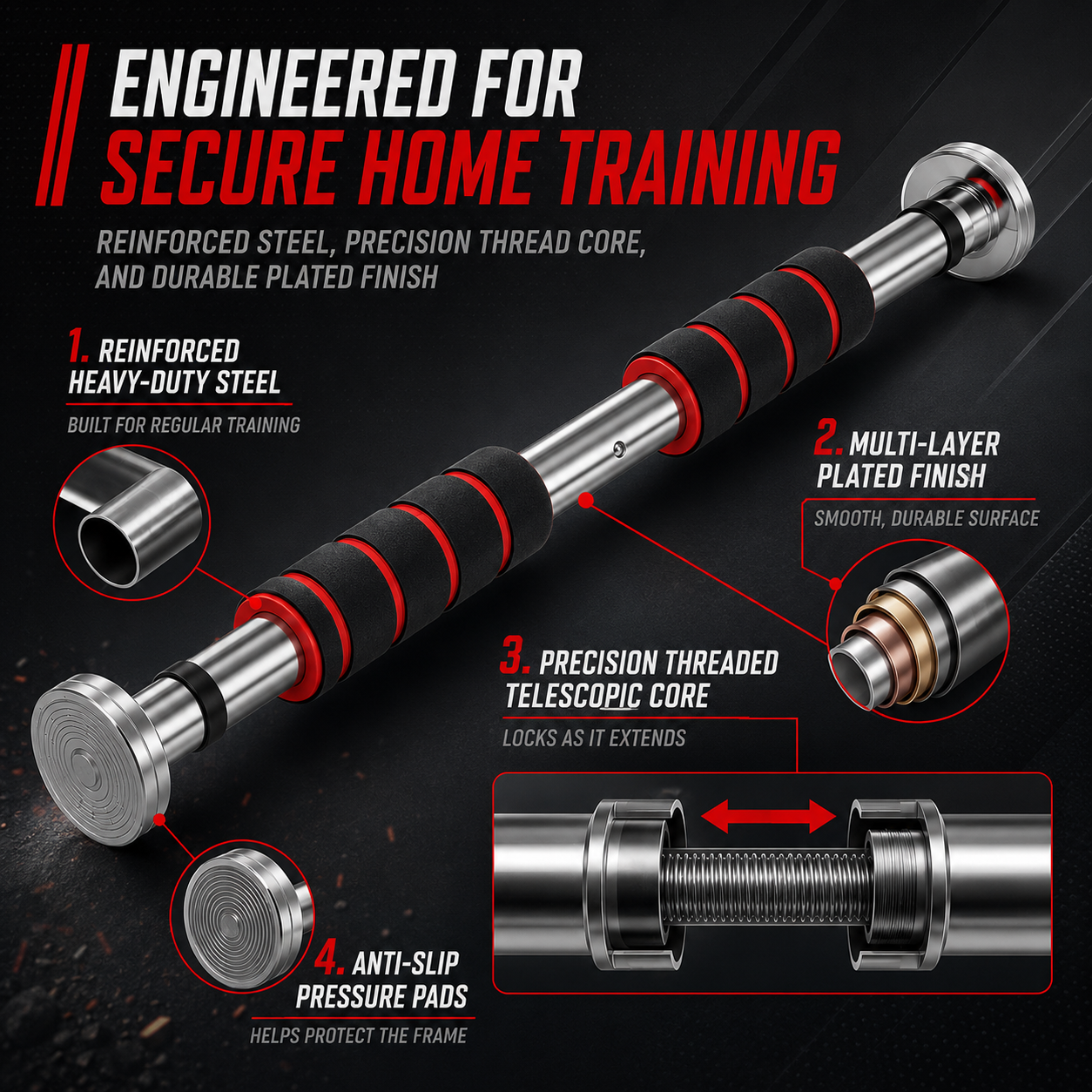Nordspur | Gripylon Telescopic Doorway Pull Up Bar