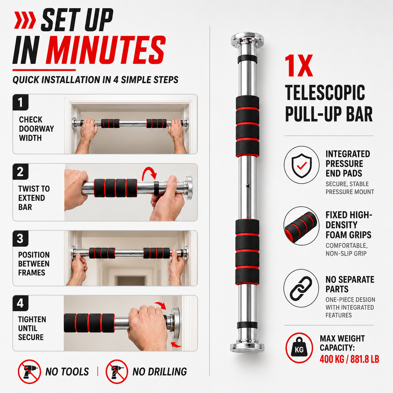 Nordspur | Gripylon Telescopic Doorway Pull Up Bar