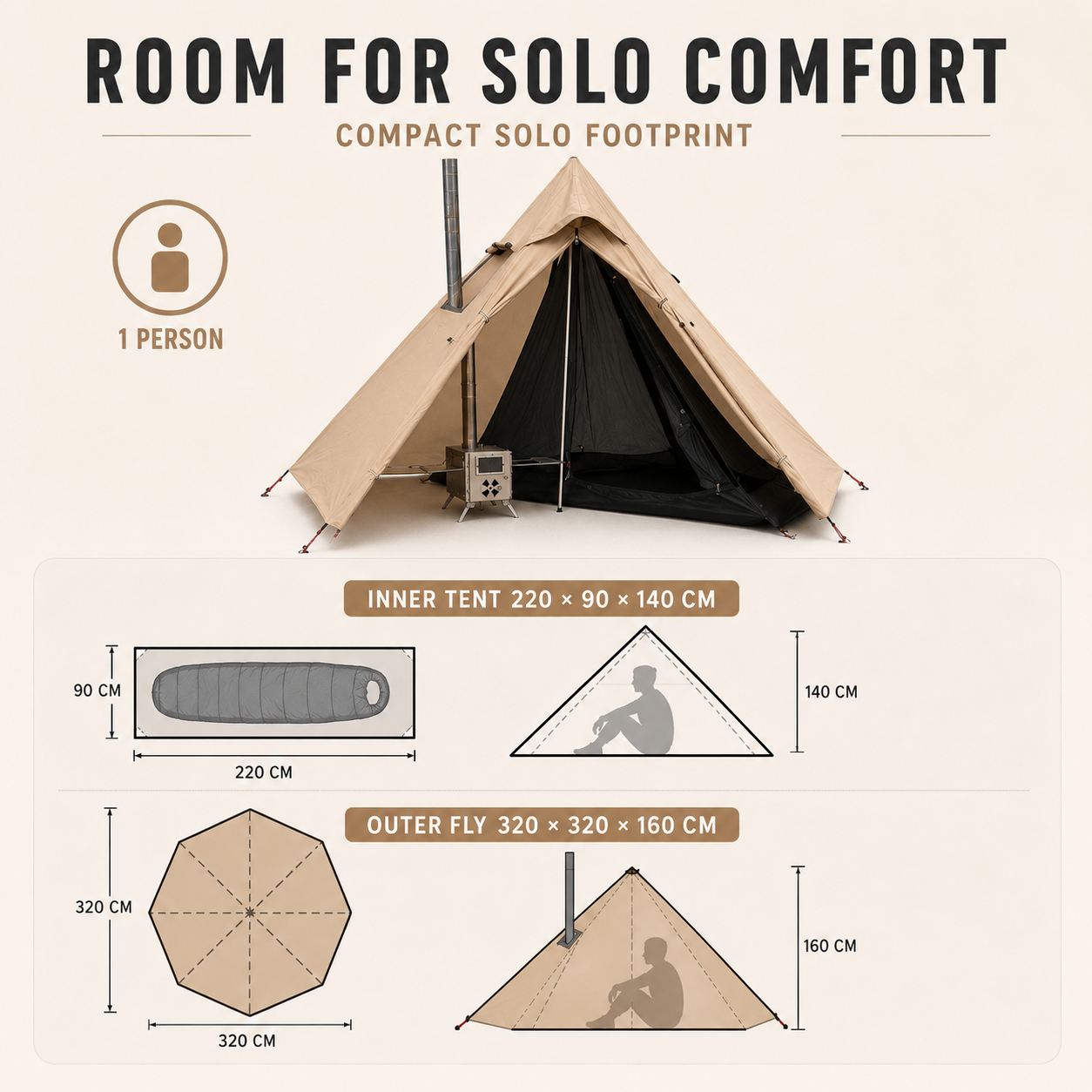 Nordspur | HearthPeak Single Person Pyramid Tent
