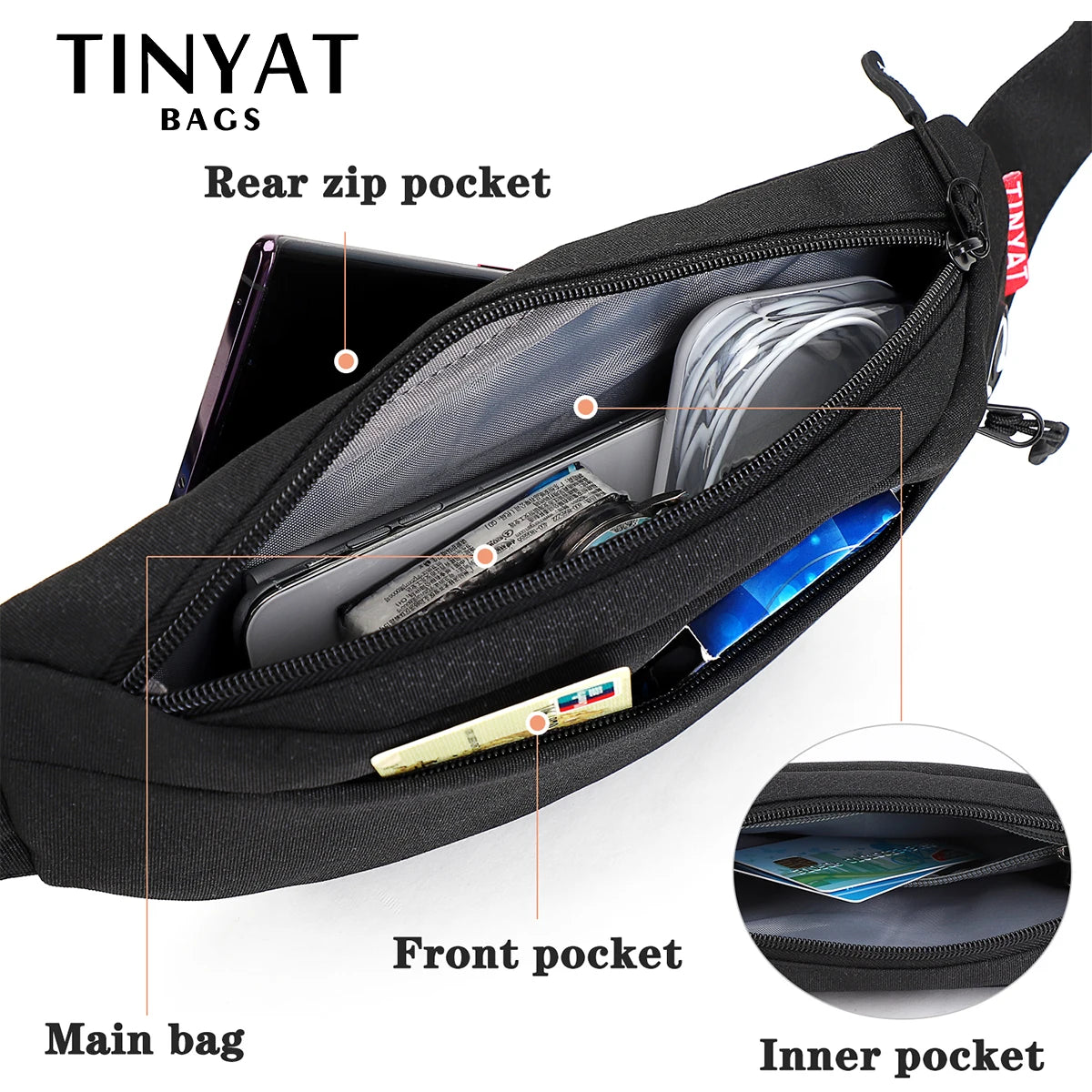 Nordspur | Hipcarry Curved Zip-Top Bum Bag With Adjustable Strap