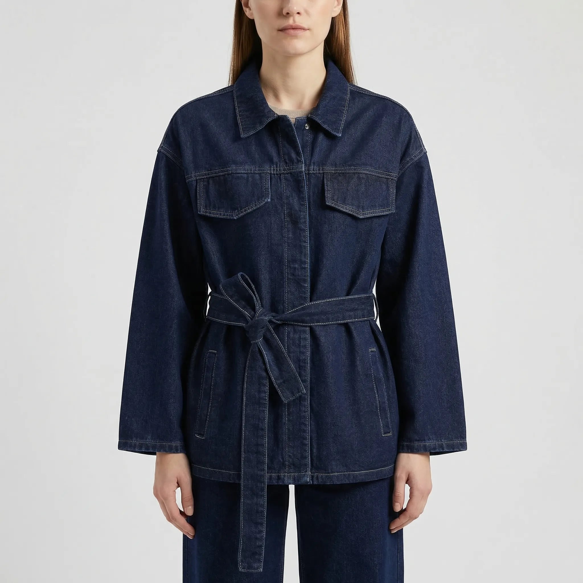 Nordspur | Jacsetta Two-Piece Belted Denim Jacket And Trouser Set