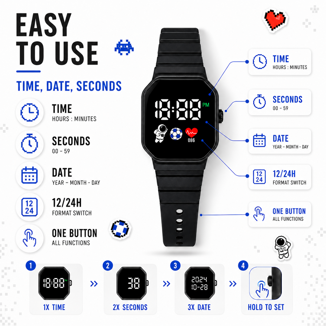 Nordspur | Kids LED Digital Watch – Waterproof – Spaceman Design