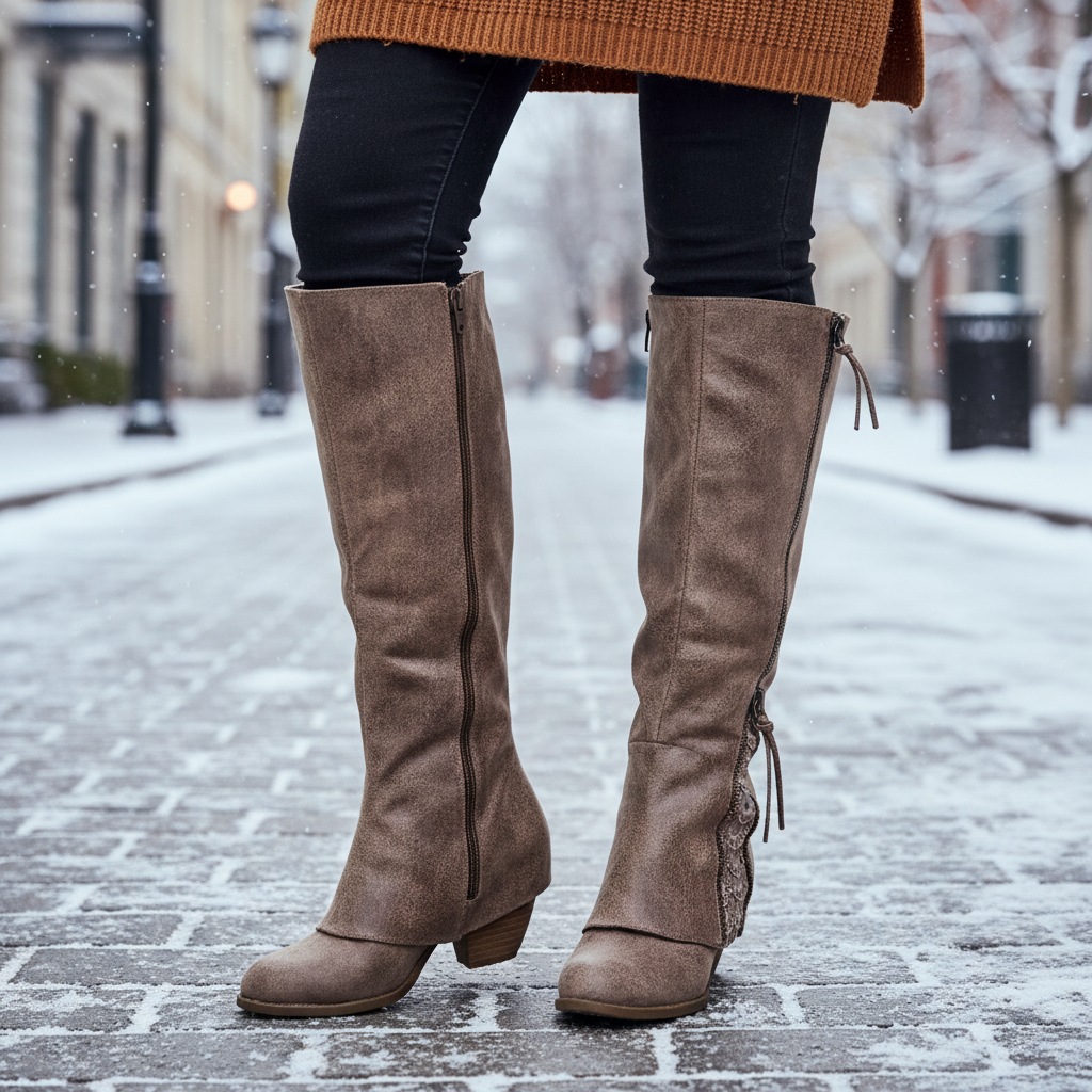 Nordspur | Knee High Folded Shaft Boots