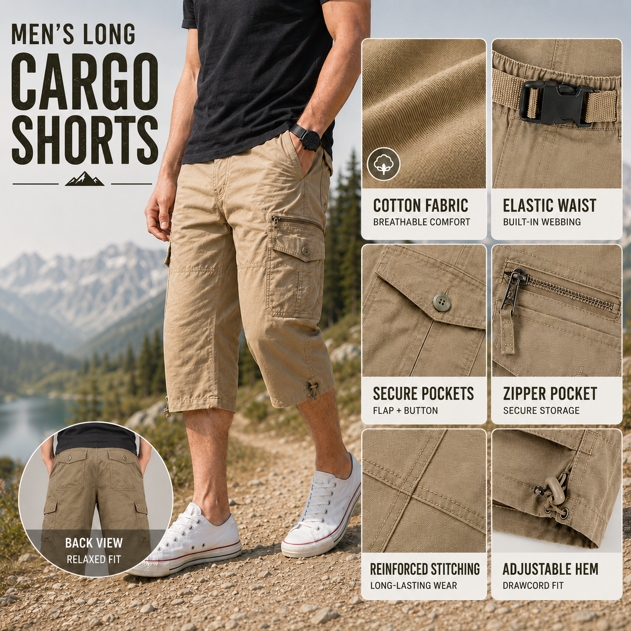Nordspur | Kortivar Long Length Cargo Shorts