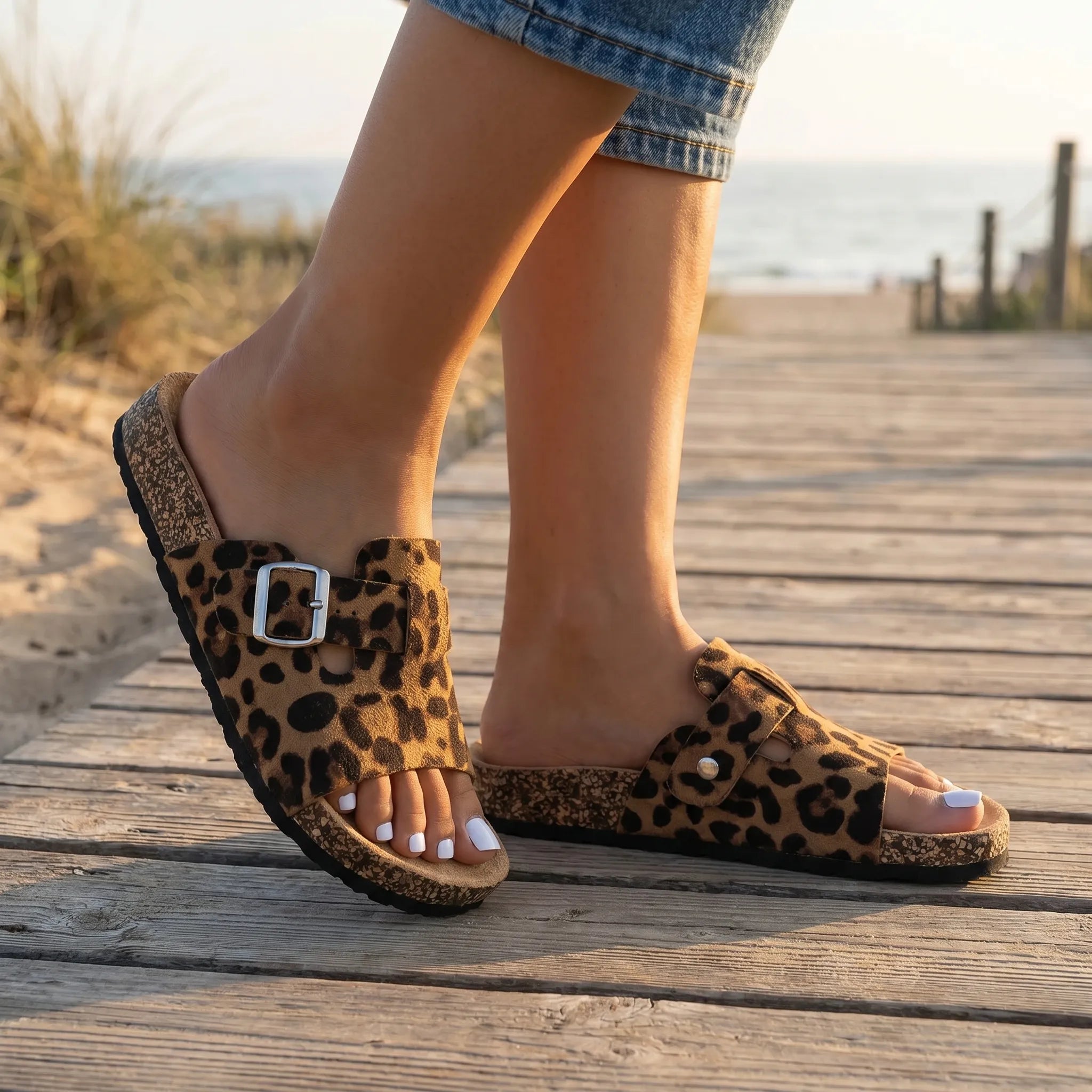 Nordspur | Leopara Animal Print Slide Sandals
