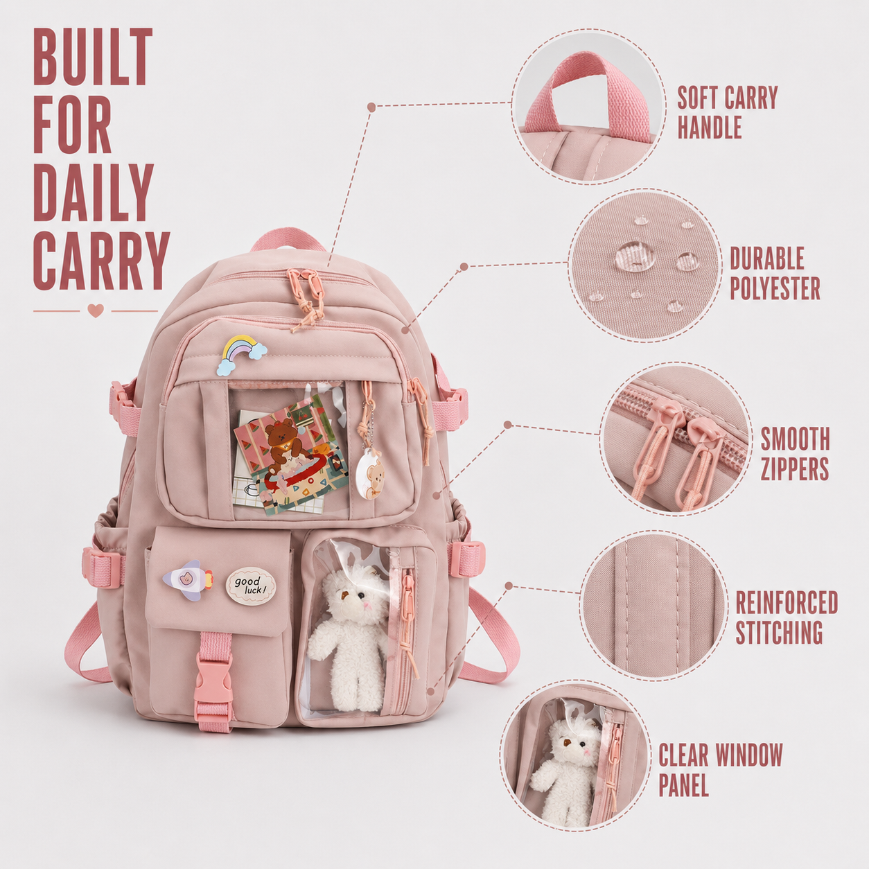 Nordspur | Lilacory Preppy Style Student Backpack