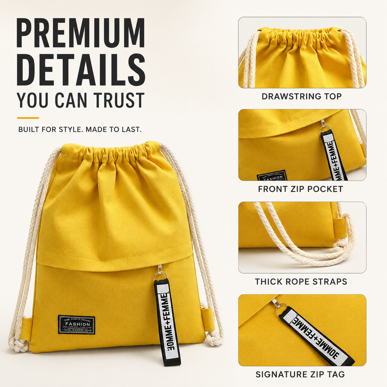 Nordspur | Linenovo Soft Linen Drawstring Backpack