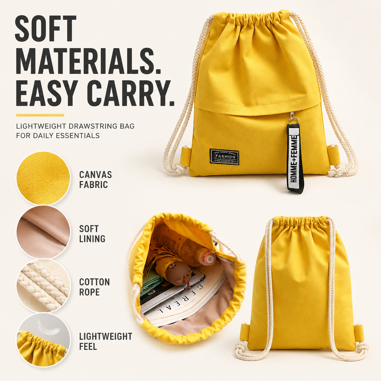 Nordspur | Linenovo Soft Linen Drawstring Backpack