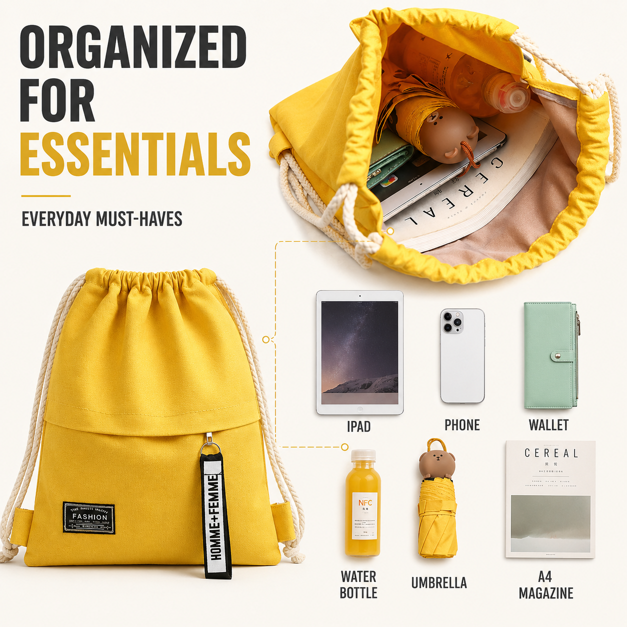 Nordspur | Linenovo Soft Linen Drawstring Backpack