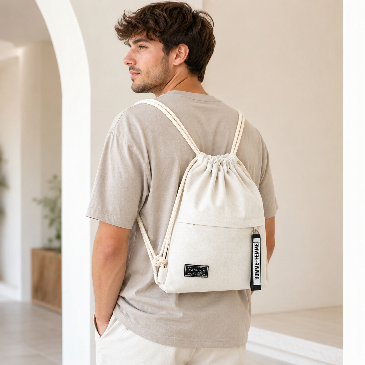Nordspur | Linenovo Soft Linen Drawstring Backpack