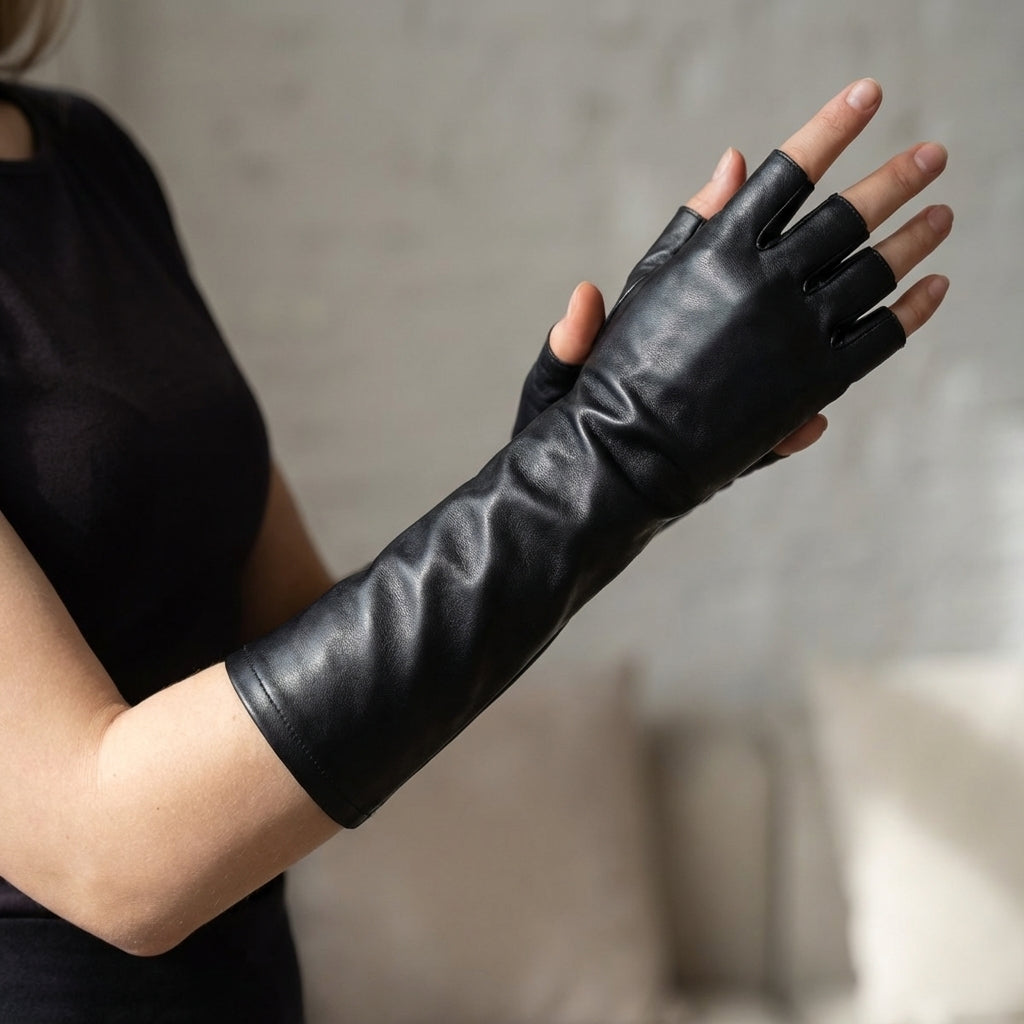 Nordspur | Long Fingerless Leather Gloves