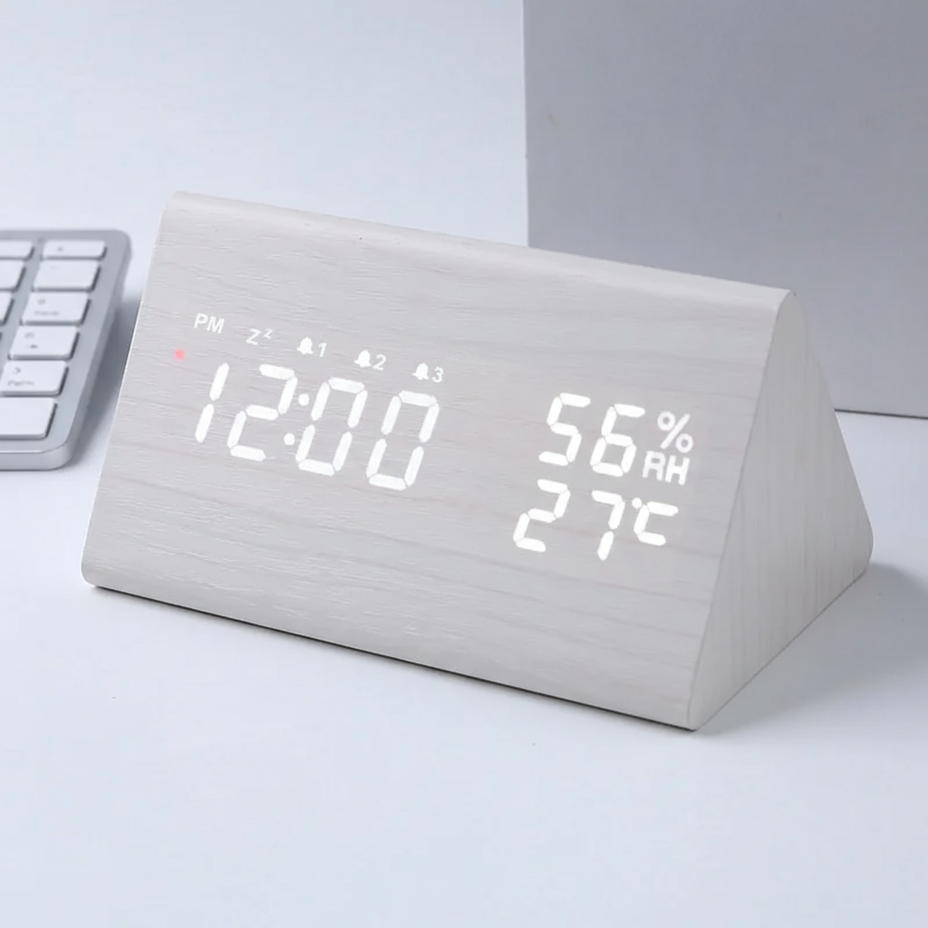 Nordspur | Lumibloom Wood Finish LED Alarm Clock