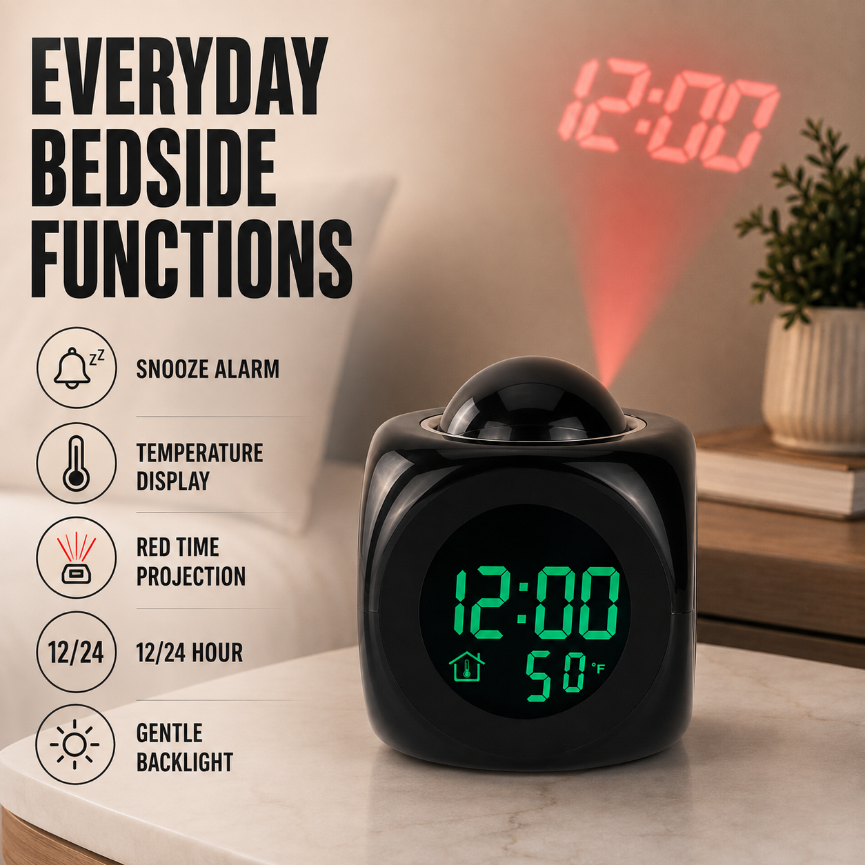 Nordspur | LuminovaCube Digital Projection Alarm Clock