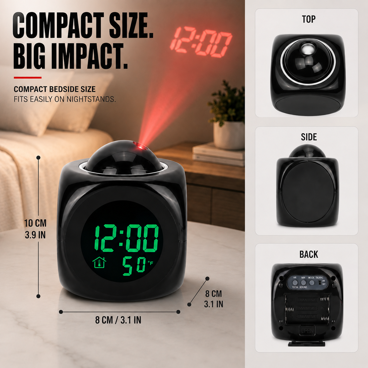 Nordspur | LuminovaCube Digital Projection Alarm Clock