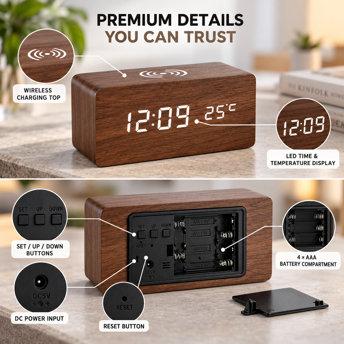 Nordspur | Lumnora Digital LED Wooden Alarm Clock