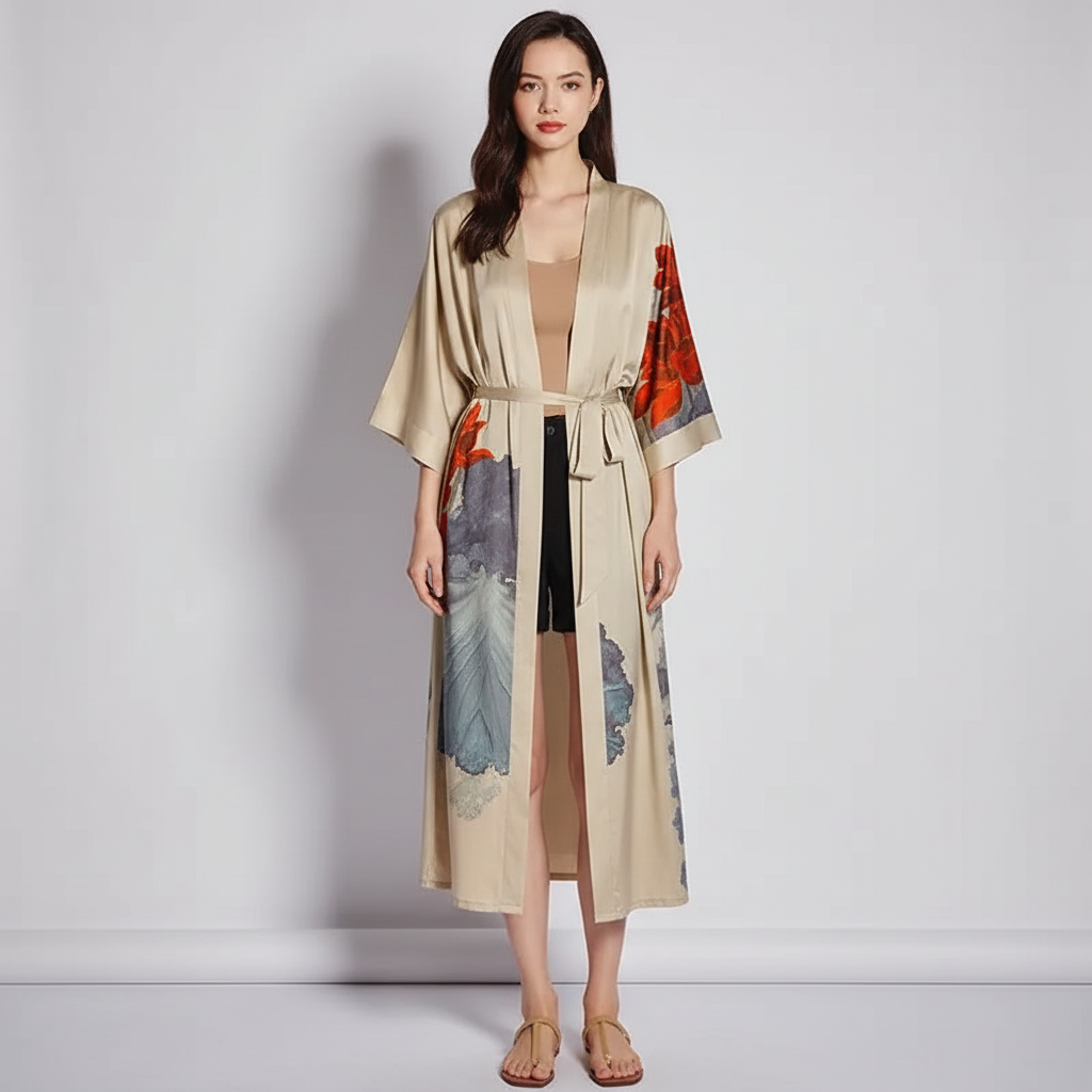 Nordspur | Lunafleur Long Floral Kimono Robe
