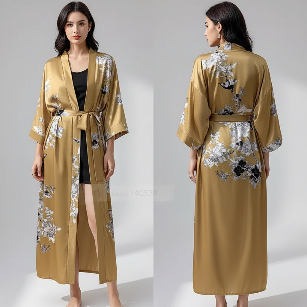 Nordspur | Lunafleur Long Floral Kimono Robe
