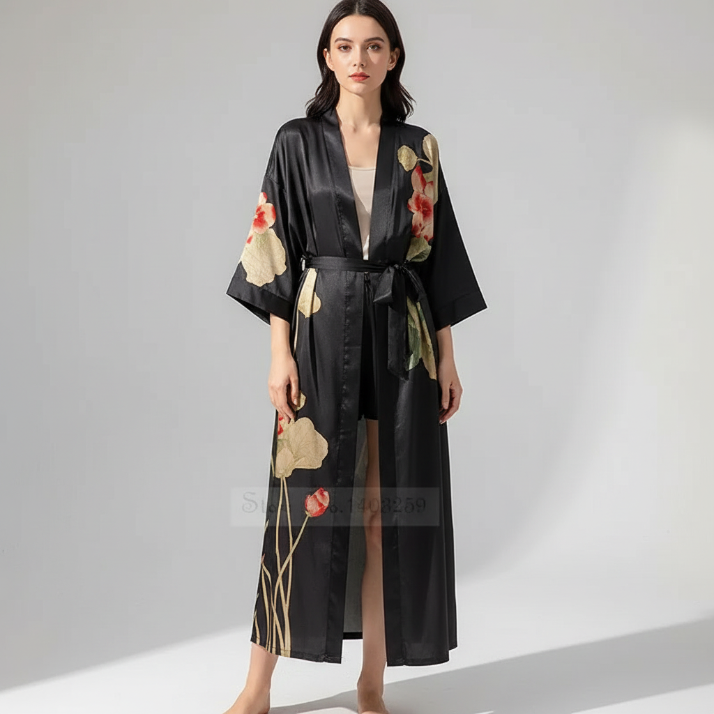 Nordspur | Lunafleur Long Floral Kimono Robe