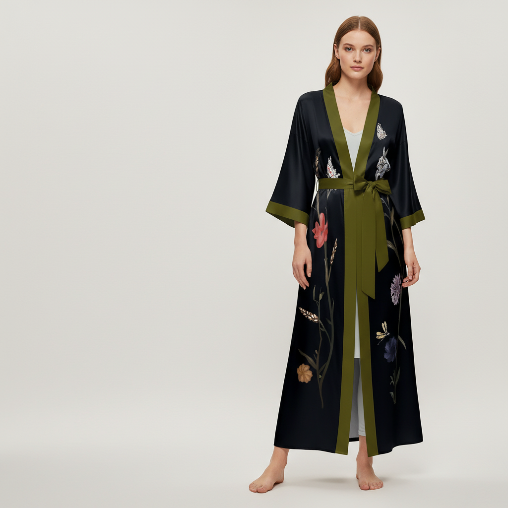 Nordspur | Lunafleur Long Floral Kimono Robe