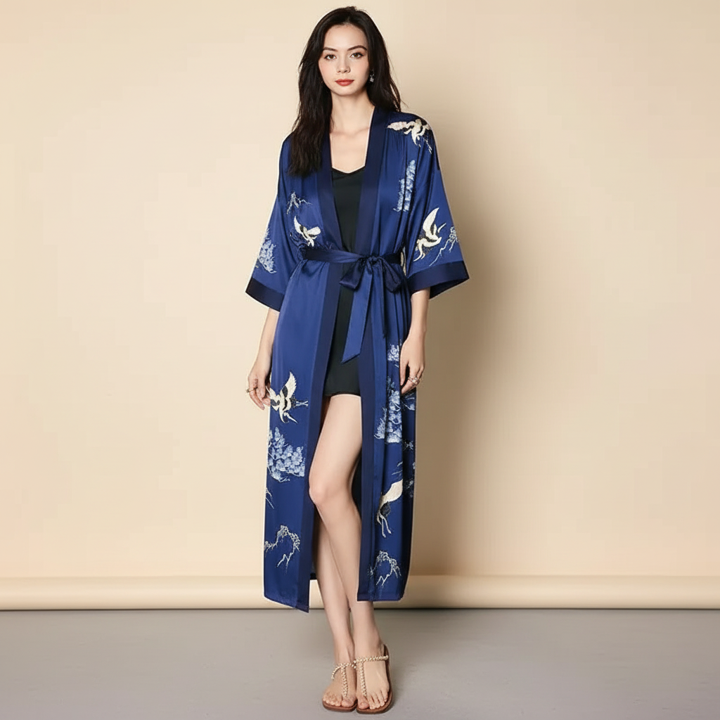 Nordspur | Lunafleur Long Floral Kimono Robe