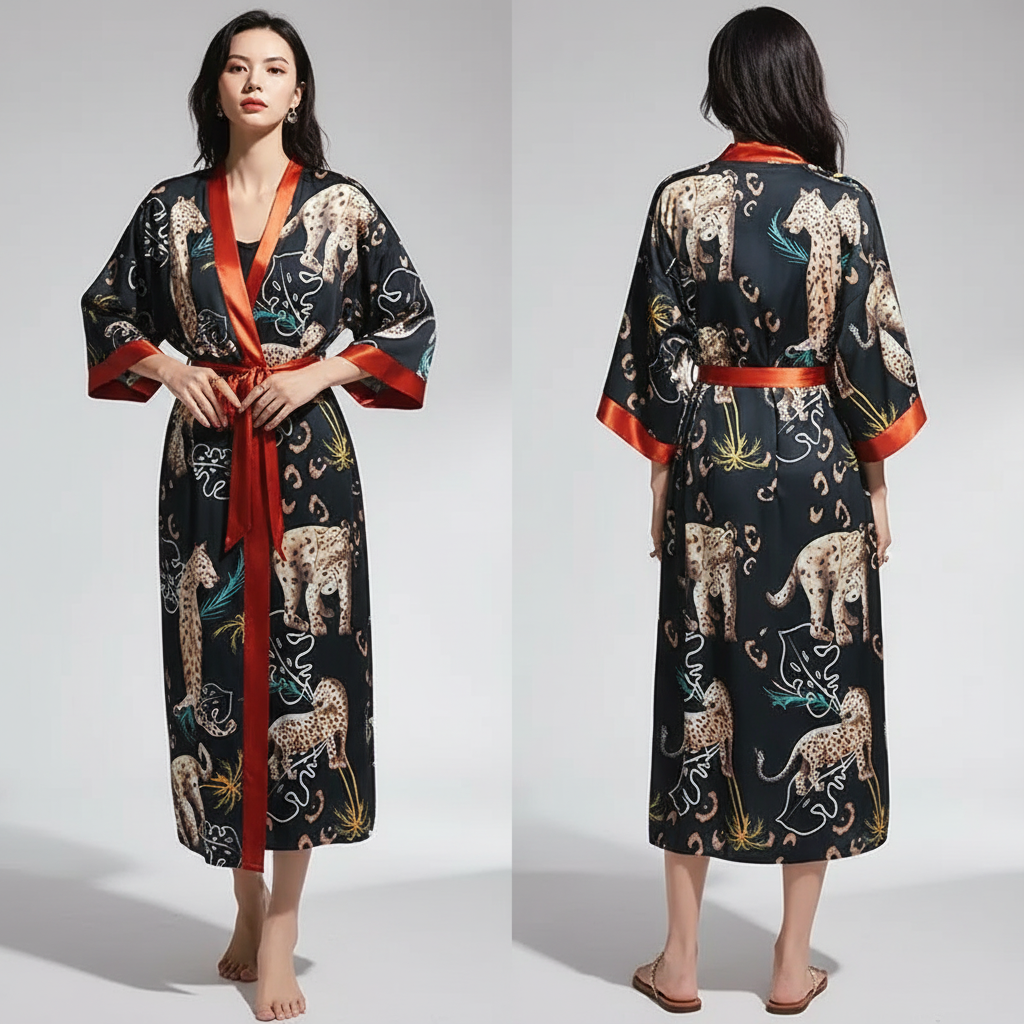 Nordspur | Lunafleur Long Floral Kimono Robe